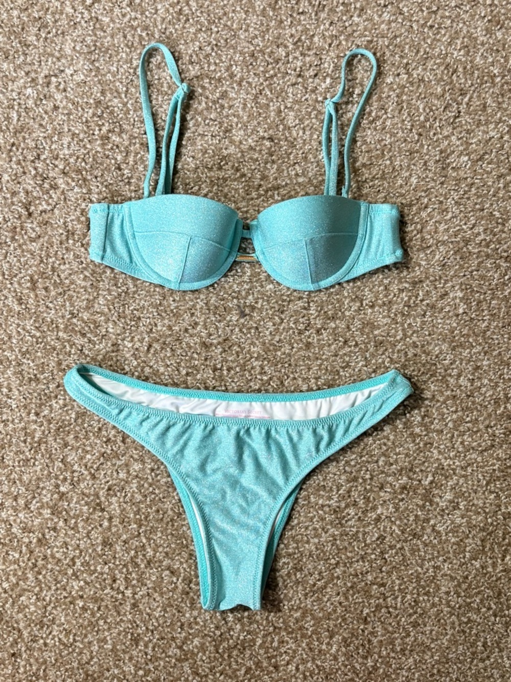 Victoria's Secret Shimmery Teal Underwire Bikini Set